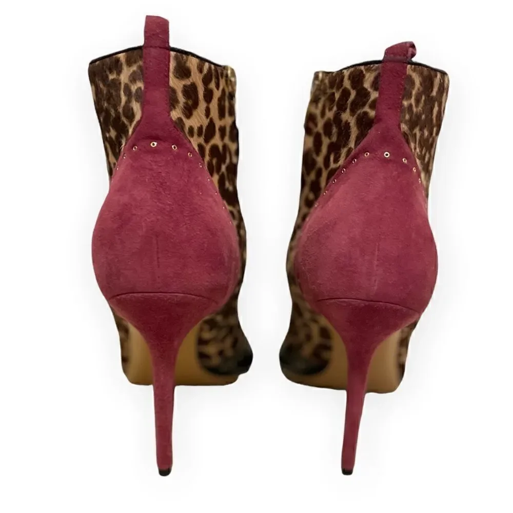 SALVATORE FERRAGAMO Calf Hair Animal Print Ankle Booties |Size: 9|